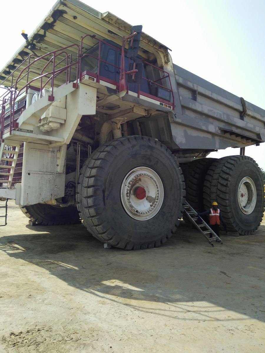Heavy haul truck in the yard
