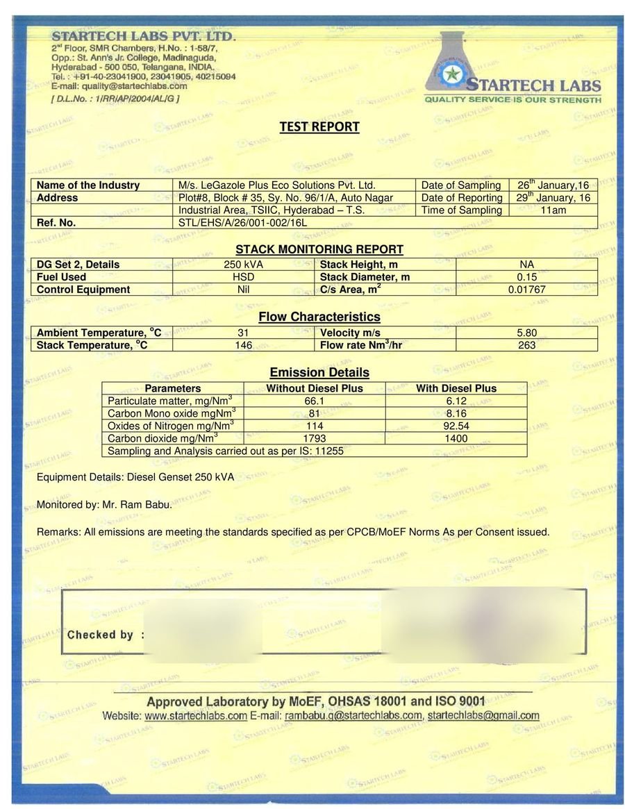 StarTech Labs Stack Monitoring Report – 250 kVA DG Set