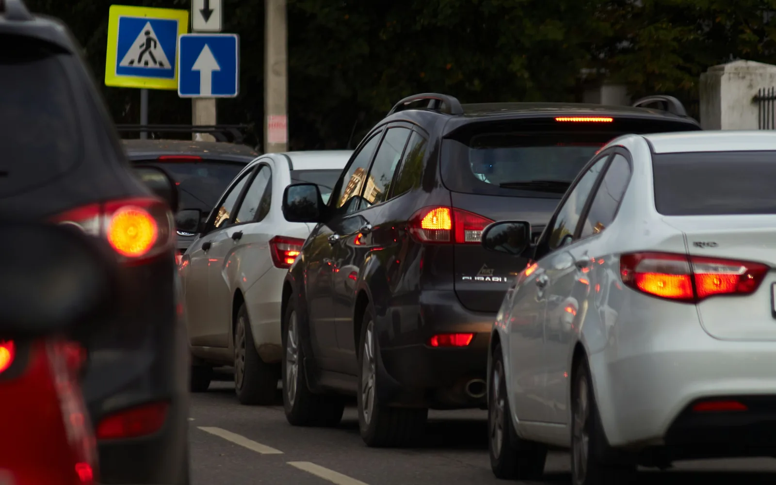 Cars in city traffic